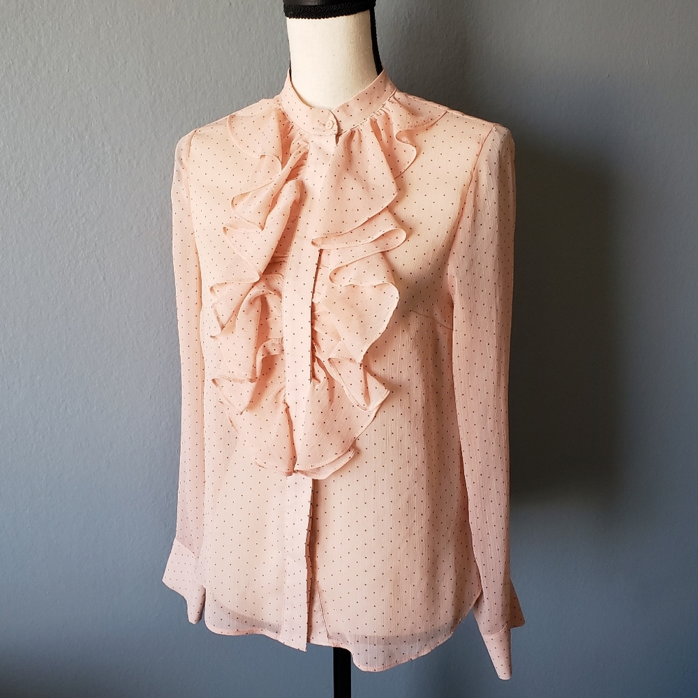 Elegant Pink Ruffle Blouse